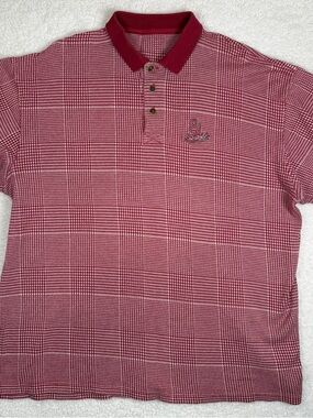 Vintage OU Oklahoma Sooners Polo Handmade Houndstooth Knit Crimson XL